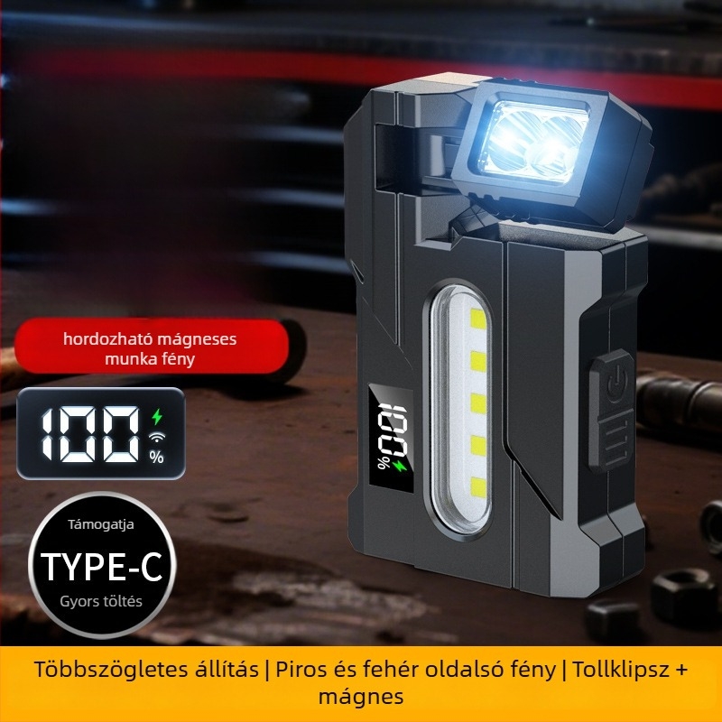 COB LED zseblámpa, 360° forgatás, tölthető, 20W, 4-6 órás akkumulátor-élettartam