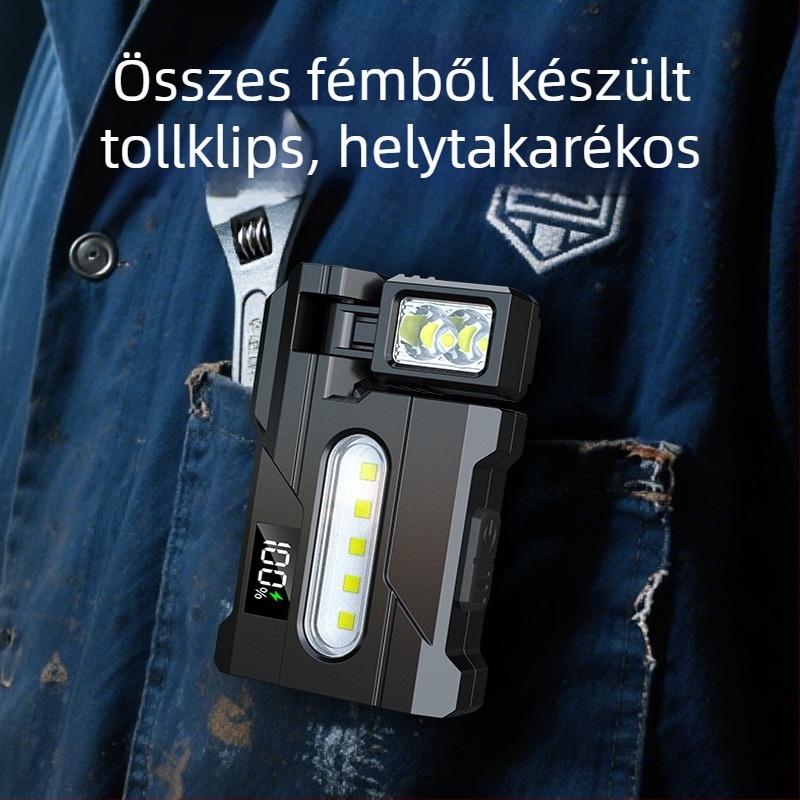 COB LED zseblámpa, 360° forgatás, tölthető, 20W, 4-6 órás akkumulátor-élettartam