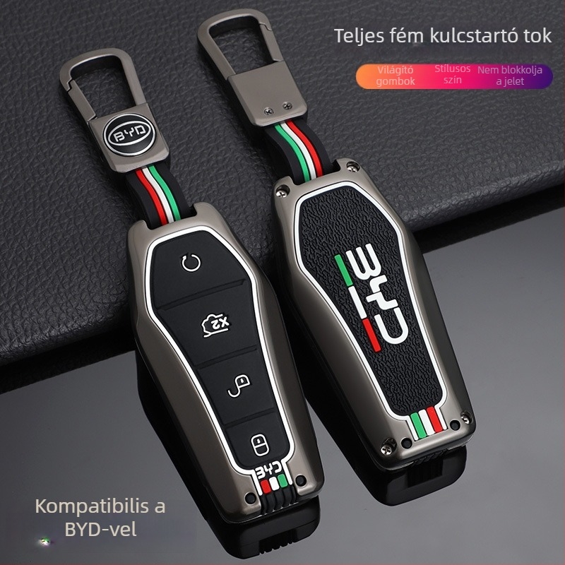 BYD E2 kulcsház cinkötvözetből, fém burkolat Yuan Pro, Qin Plus, Qin EV és Dolphin E3 modellekhez