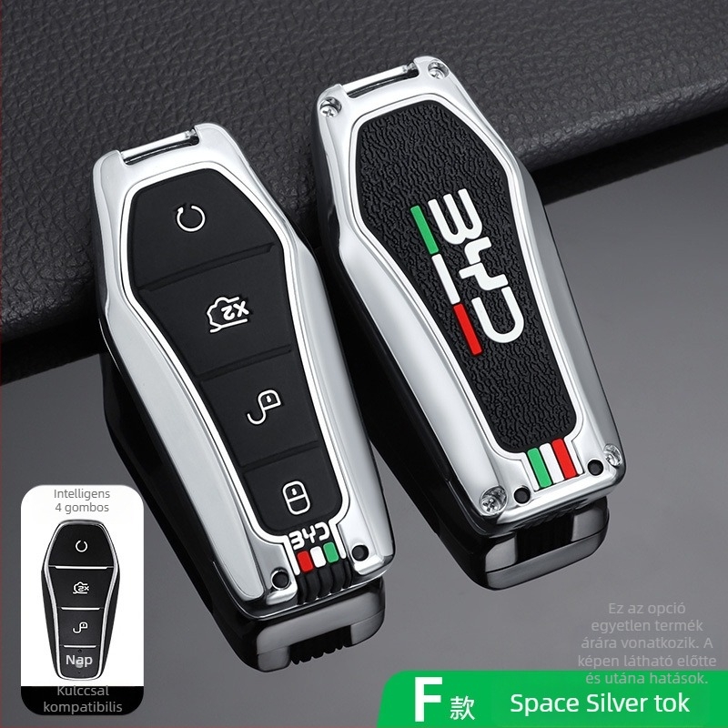 BYD E2 kulcsház cinkötvözetből, fém burkolat Yuan Pro, Qin Plus, Qin EV és Dolphin E3 modellekhez