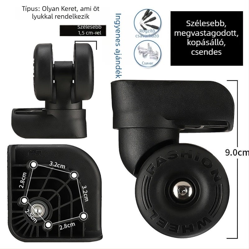 Poggyászkerék csere – univerzális görgőkiegészítők, PVC anyag, 2025 tavasza