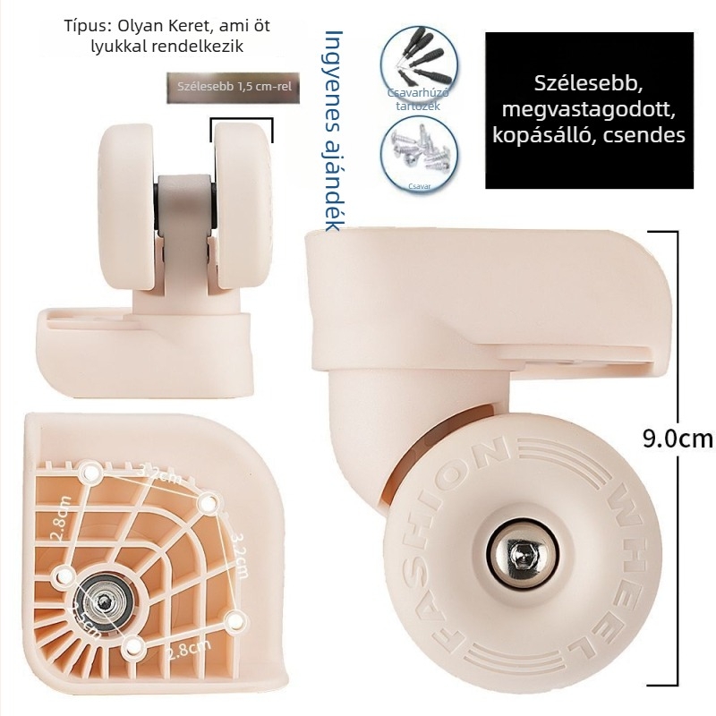 Poggyászkerék csere – univerzális görgőkiegészítők, PVC anyag, 2025 tavasza