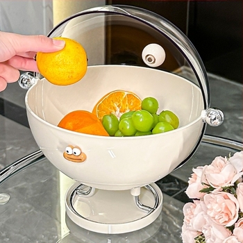 Nappali és teázó szobába való gyümölcstál, műanyagból, fedéllel, csepegtetővel és por elleni védelemmel