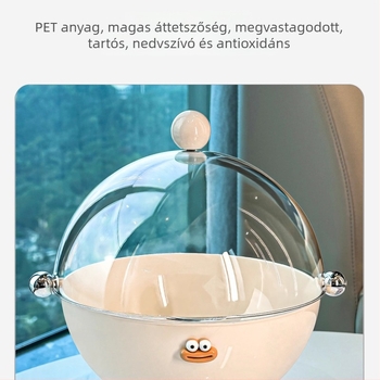 Nappali és teázó szobába való gyümölcstál, műanyagból, fedéllel, csepegtetővel és por elleni védelemmel