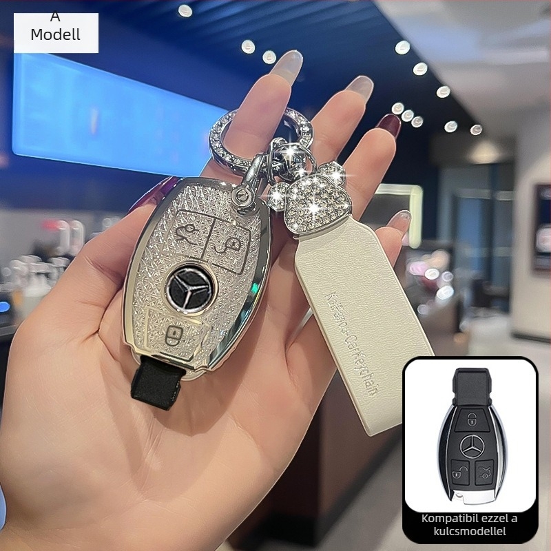 Business Saint Mercedes-Benz TPU kulcsvédő tok, minimalist stílus, kompatibilis C200L, GLA200, GLC260, E300L, A180L, GLE320, C-osztály – Crystal Screen Model 3