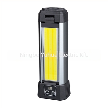 Kihúzható LED munkalámpa mágneses alappal és digitális kijelzővel, 12W, 6000mAh, 360° forgás, kemping és vészhelyzet