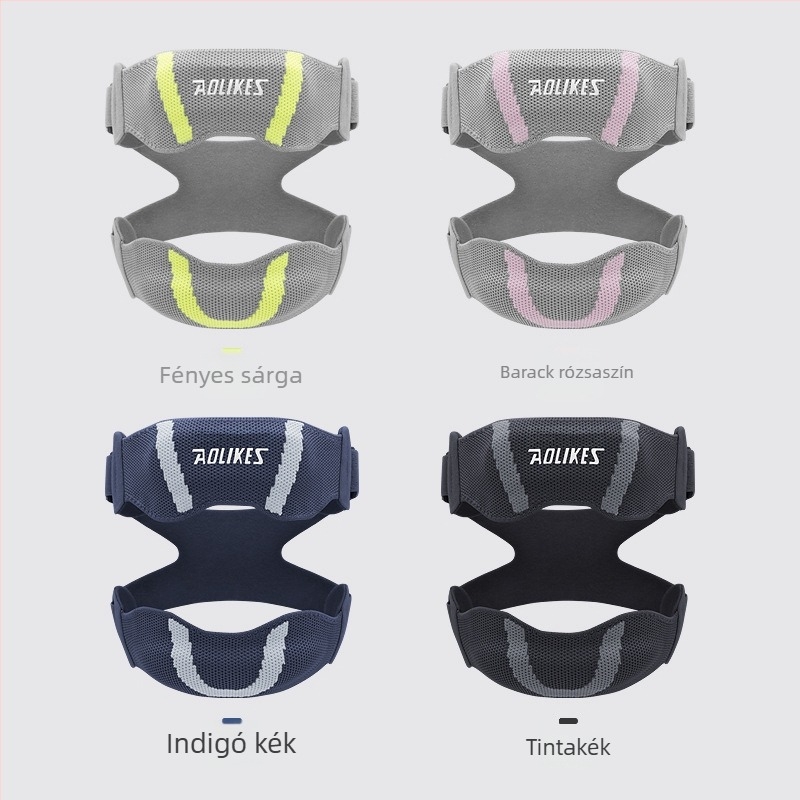 Térdvédő patelláris pánttal, felújított dupla rögzítésű kompresszió, lélegző és izzadságot felszívó, anyag: nylon-spandex-poliészter, futásra és edzésre