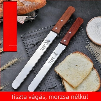 Kenyérvágó kés recés éllel kenyérhez és süteményekhez | Penge: 2Cr13 rozsdamentes acél, fa fogantyú | Modern letisztult stílus | Kategória: Cake Mold