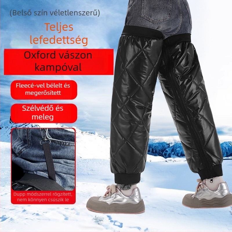 Kerékpározáshoz térdvédők — téli meleg, szélvédő, felnőtteknek, PU, arany velúr és báránygyapjú