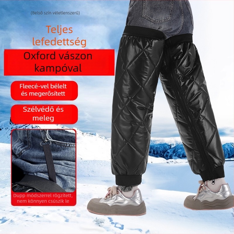 Kerékpározáshoz térdvédők — téli meleg, szélvédő, felnőtteknek, PU, arany velúr és báránygyapjú