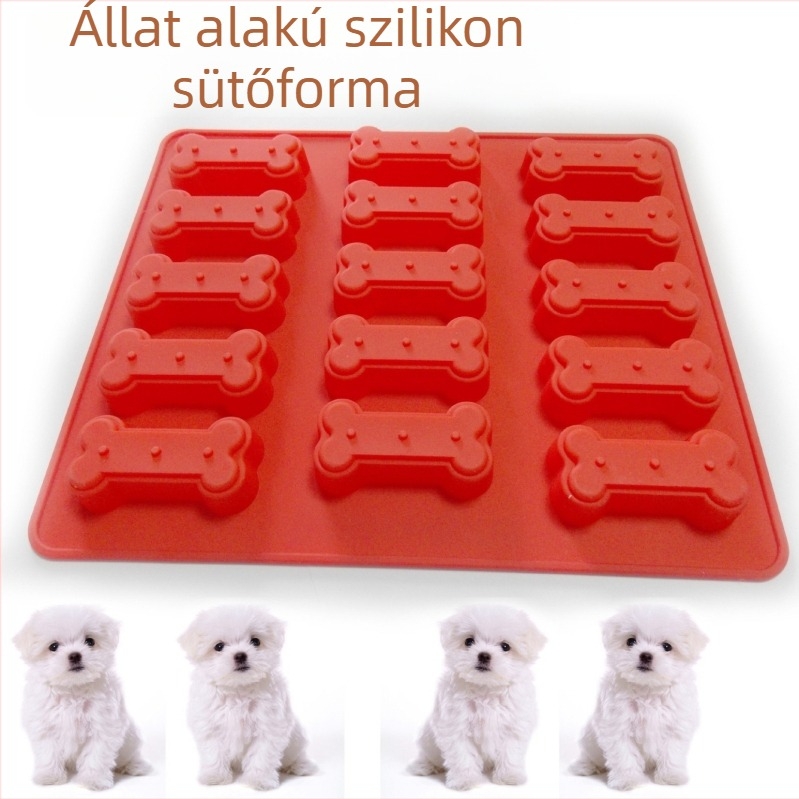 Medve karma alakú szilikon sütőforma — szabálytalan alak, szilikon tortaforma sütéshez, csomagolva egy műanyag zacskóba.