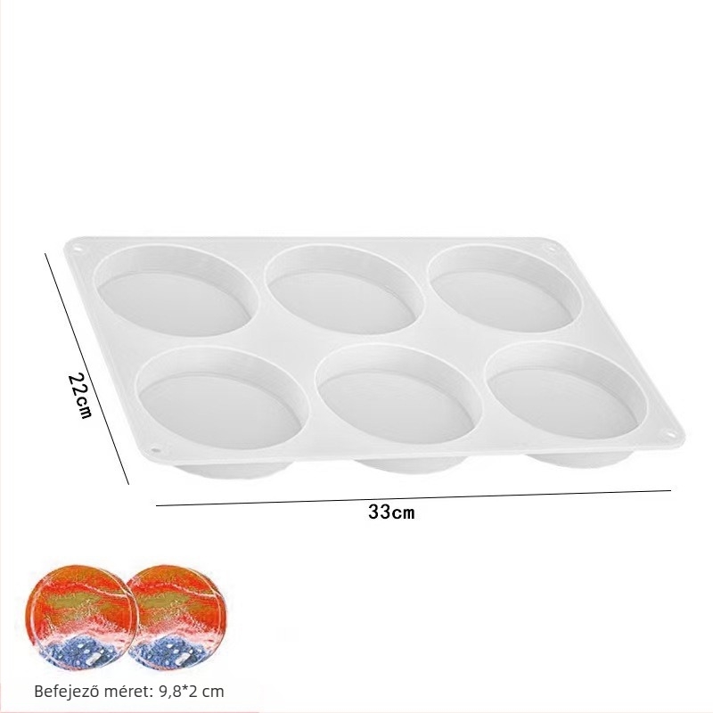 Szilikon poháralátét forma, 6 rekesz, kör alakú korong, gyanta öntéséhez