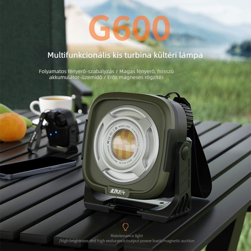 Ai win G600 kempinglámpa mágneses alapú, COB LED, 10W, nagy teljesítményű kemping- és munkalámpa