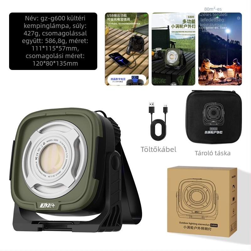 Ai win G600 kempinglámpa mágneses alapú, COB LED, 10W, nagy teljesítményű kemping- és munkalámpa