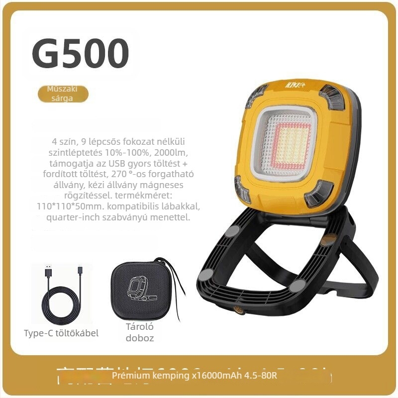 Ai win G600 kempinglámpa mágneses alapú, COB LED, 10W, nagy teljesítményű kemping- és munkalámpa