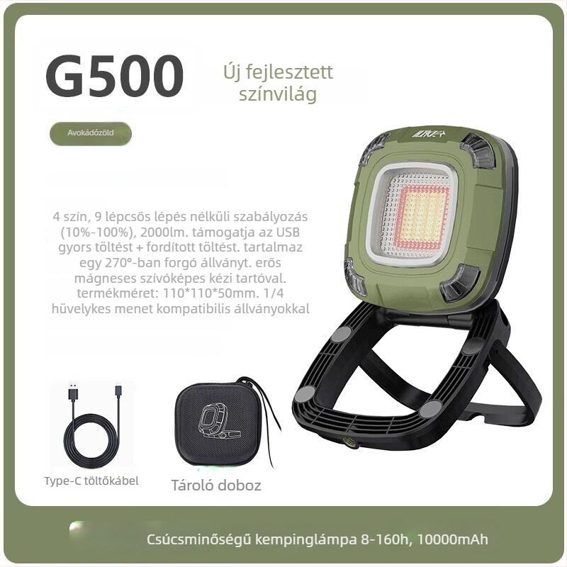 Ai win G600 kempinglámpa mágneses alapú, COB LED, 10W, nagy teljesítményű kemping- és munkalámpa