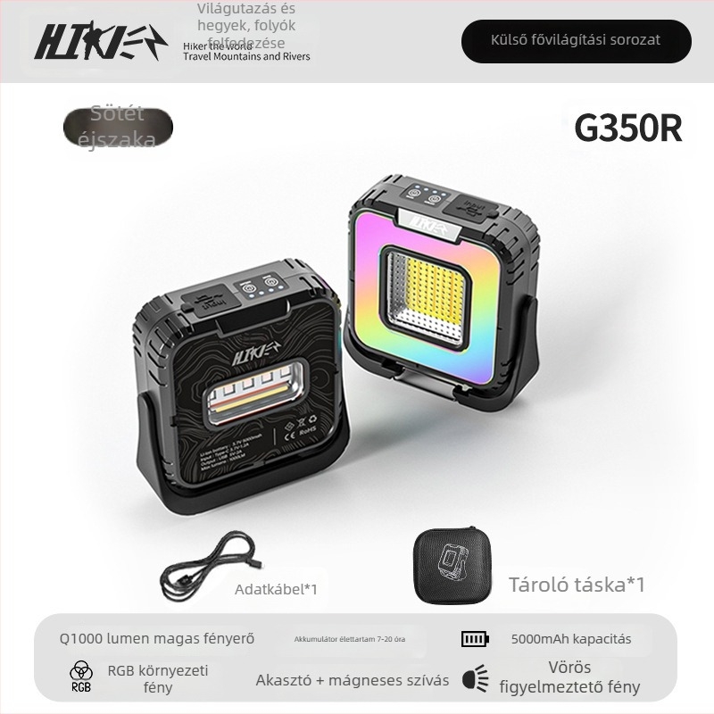 Ai win G600 kempinglámpa mágneses alapú, COB LED, 10W, nagy teljesítményű kemping- és munkalámpa