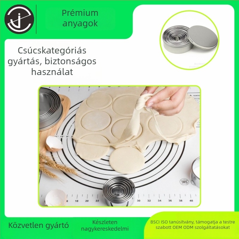 Kerek tortaformák rozsdamentes acélból, 11 darabos készlet