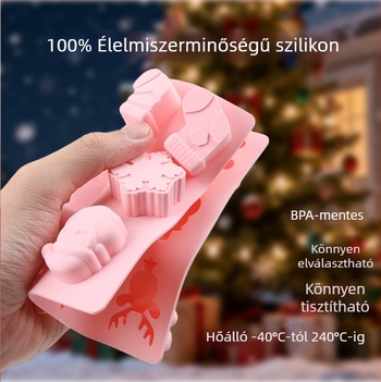 Szilikon sütemény forma karácsonyi témával: hóember és mézeskalács figura DIY sütéshez