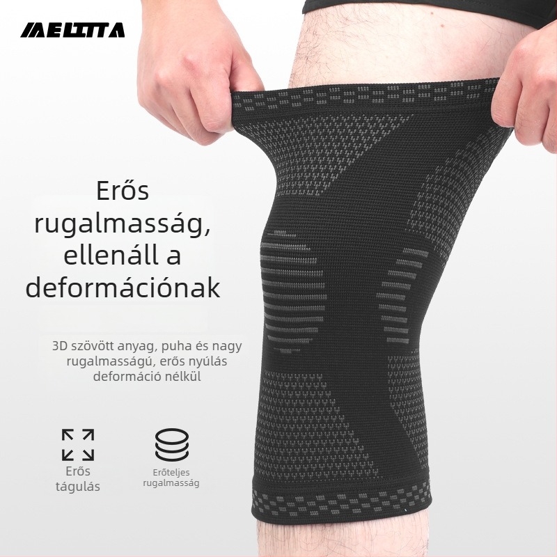 Uniszex sport térdvédő szilikon borítással a térdkalács védelmére, meniszkusz védelem, futáshoz és labdajátékokhoz