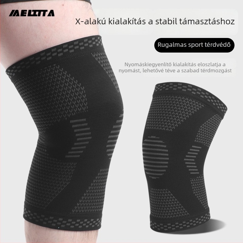 Uniszex sport térdvédő szilikon borítással a térdkalács védelmére, meniszkusz védelem, futáshoz és labdajátékokhoz