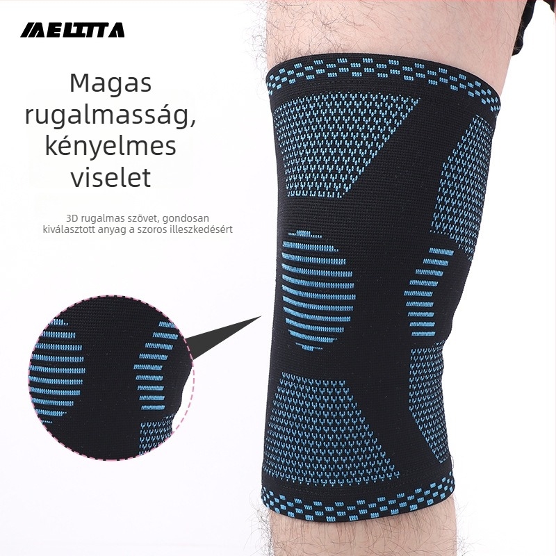 Uniszex sport térdvédő szilikon borítással a térdkalács védelmére, meniszkusz védelem, futáshoz és labdajátékokhoz