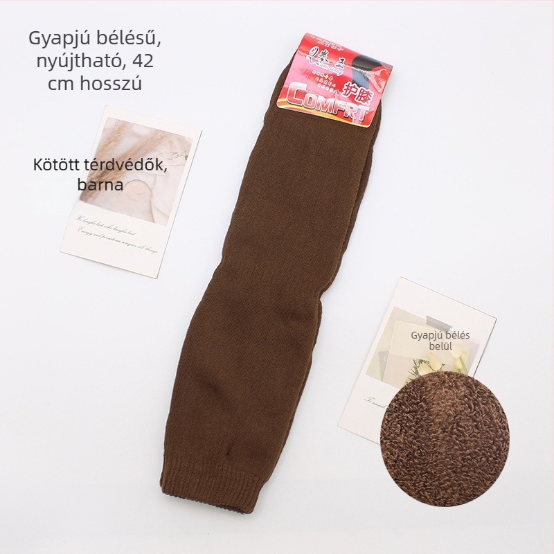 Téli melegített kötött imitációs kasmír térdvédő, vastag fleece bélés, hideg elleni védelem férfiak és nők számára
