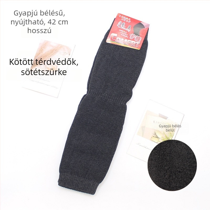 Téli melegített kötött imitációs kasmír térdvédő, vastag fleece bélés, hideg elleni védelem férfiak és nők számára