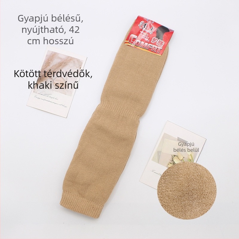 Téli melegített kötött imitációs kasmír térdvédő, vastag fleece bélés, hideg elleni védelem férfiak és nők számára