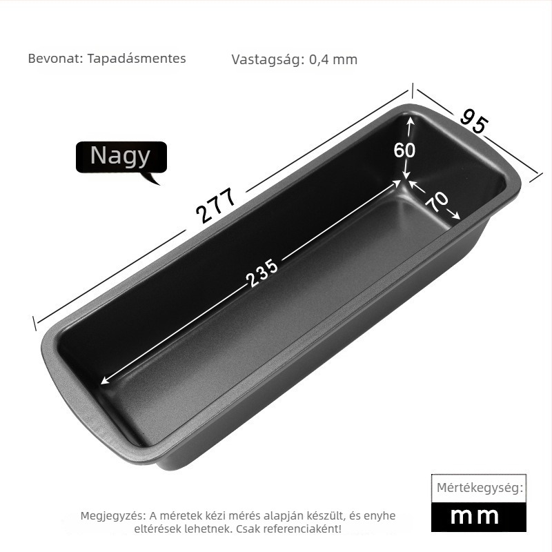 Pirítós doboz téglalap alakú, tapadásmentes, szénacélból (Sütőben használható)