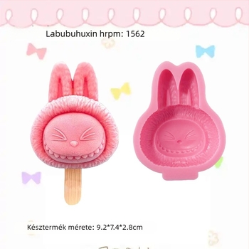 Labubu szilikon fagylalt forma – élelmiszer-minőségű szilikon, szabálytalan forma, sütésre/tortákhoz való forma, fondant és csokoládé