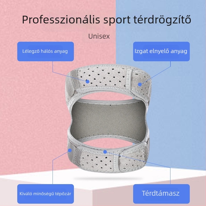 Légáteresztő térdkalács-támasz állítható pántokkal – ütéscsillapító térdvédő futáshoz, kosárlabdához és túrázáshoz