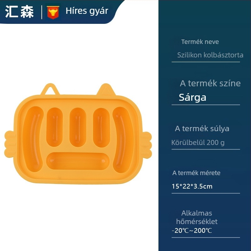 Négyszögletes szilikon kolbászforma, élelmiszerbiztos anyagból, bébi ételekhez, gőzölésre és sütésre