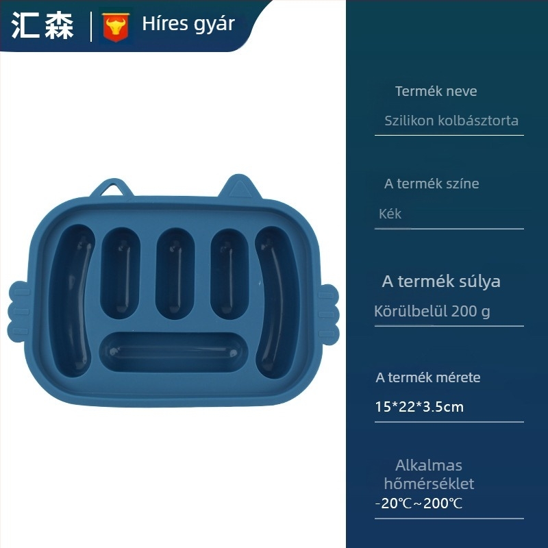 Négyszögletes szilikon kolbászforma, élelmiszerbiztos anyagból, bébi ételekhez, gőzölésre és sütésre