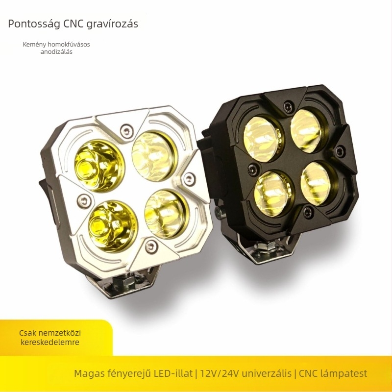 CNC négylevelű lóhere spotlámpa, repülőgépipari alumíniumötvözet, 20W, 12–24V, modell Lt-001-1