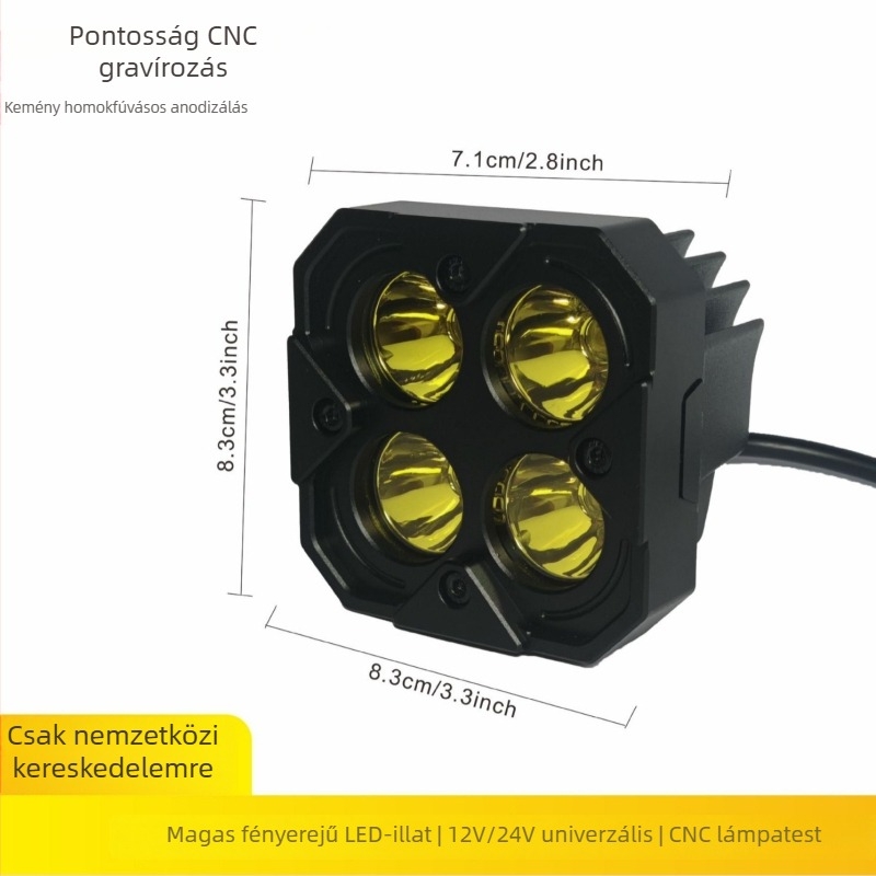 CNC négylevelű lóhere spotlámpa, repülőgépipari alumíniumötvözet, 20W, 12–24V, modell Lt-001-1