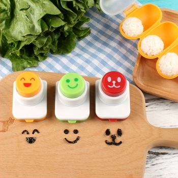 Rizsgolyó formakészlet nori embossinggel – mosolygós arc kialakítás, 3 darab sushi forma