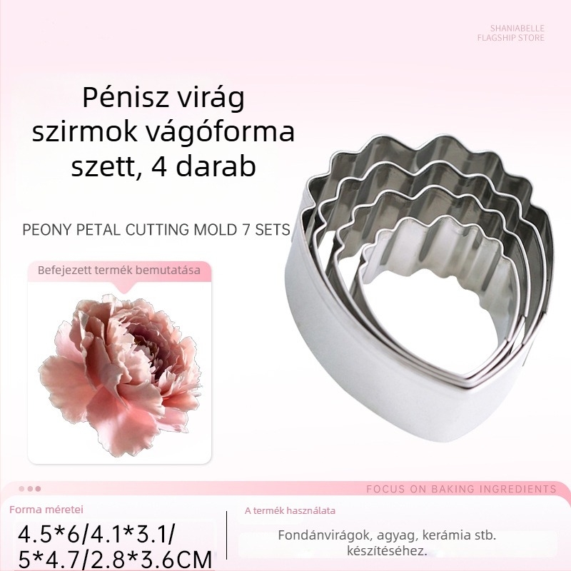 Petál vágó készlet sütéshez — szabálytalan formájú, rozsdamentes acél, szimulált virág dizájn