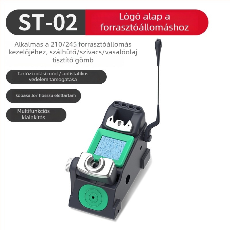 HANDSKIT Fém forrasztóállvány 210/245-höz – Többszörös funkciójú (Anyag: Vas; Lyuk átmérő: Ø5; Mélység a hornyban: 4; Belső hornyok mérete: 52)