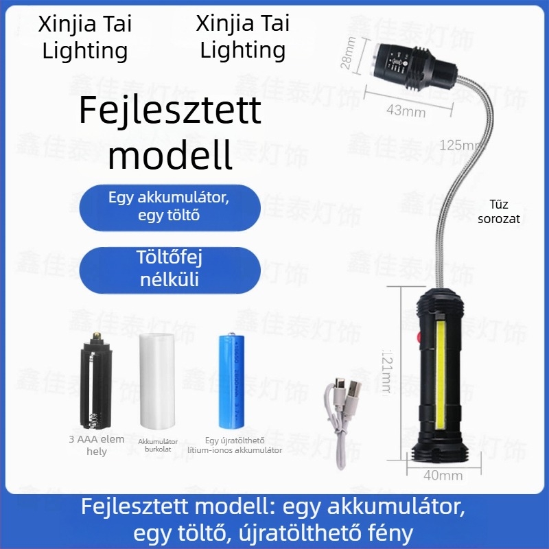 CNC gépekhez LED munka lámpa, újratölthető akkumulátorral, erős mágneses rögzítéssel, hordozható a gépek karbantartásához