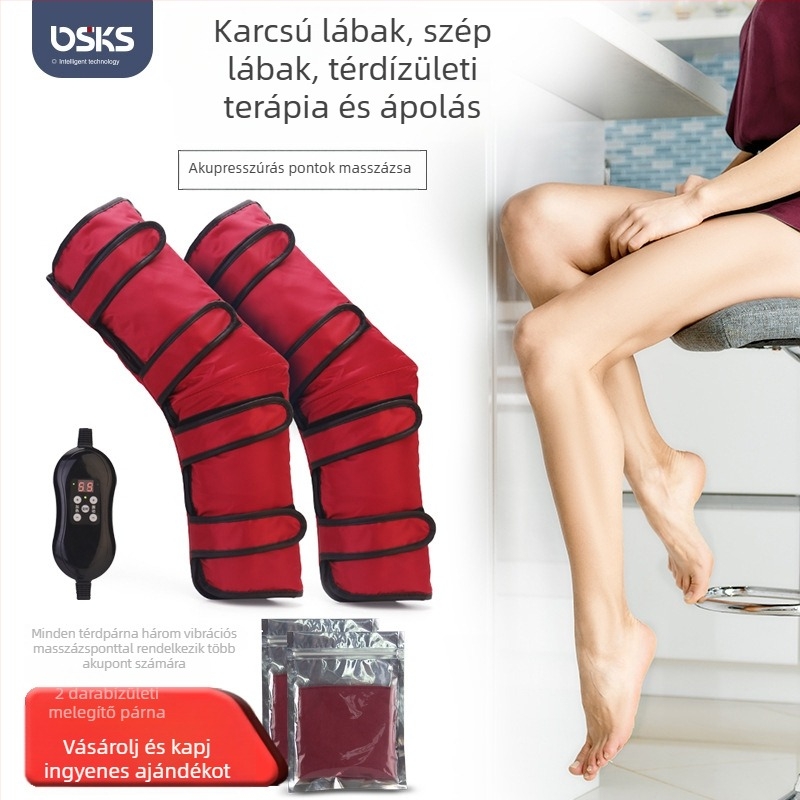 Lábszármasszázsöv vibrációval és forró kompresszióval, akár 4 masszázs fej, 4 sebesség, AC tápegység, számítógépes vezérlés, otthoni használatra