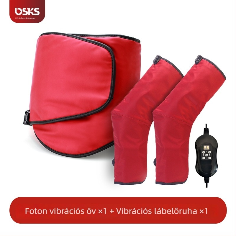 Lábszármasszázsöv vibrációval és forró kompresszióval, akár 4 masszázs fej, 4 sebesség, AC tápegység, számítógépes vezérlés, otthoni használatra