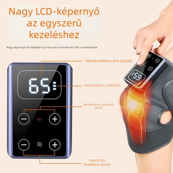 Több területet melegítő térdmasszírozó, térd, váll és könyök számára; intelligens hőmérséklet-szabályozás 3 móddal; fűtési tartomány 45–65°C; teljesítmény 7,5 W, 5V/2A; forró kompressziós masszázs