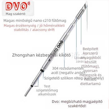 C210 sorozat forrasztóhegy; réz, ólommentes; formák: pointed head / knife head / curved head; hőmérséklet-tartomány 0–500°C; maximális teljesítmény 150W; kompatibilis GVM/JBC/OSS/T26 állomásokkal