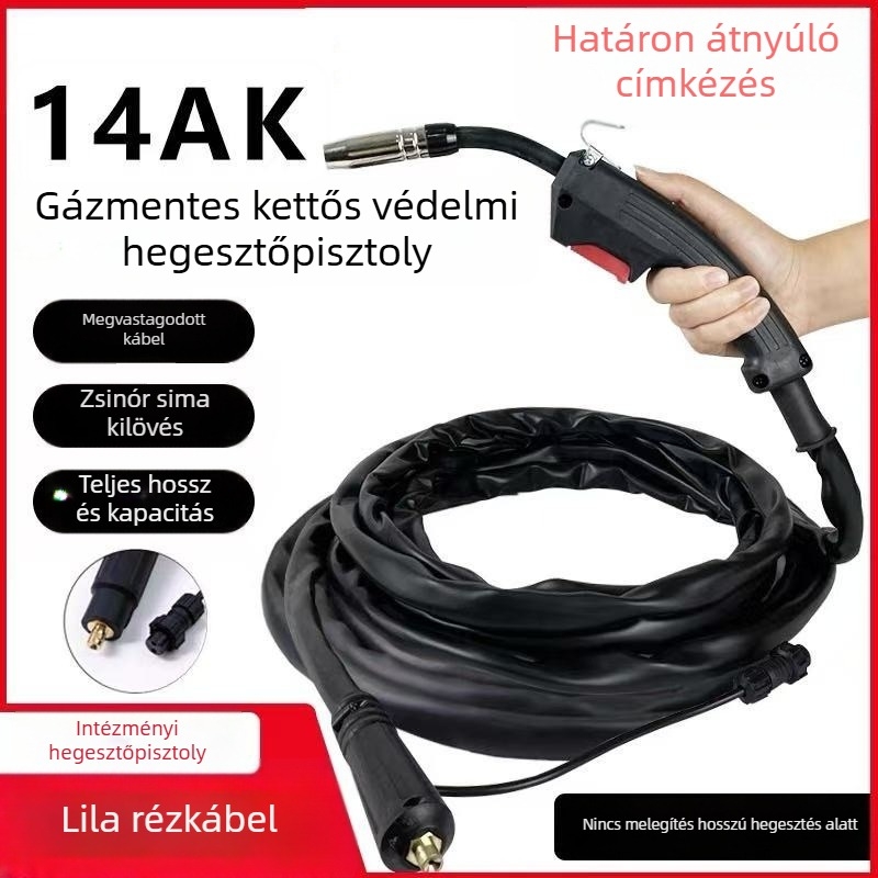 Gáz nélküli kézi hegesztőpisztoly, modell 14AK, gyors csatlakozás, flux-core huzalos
