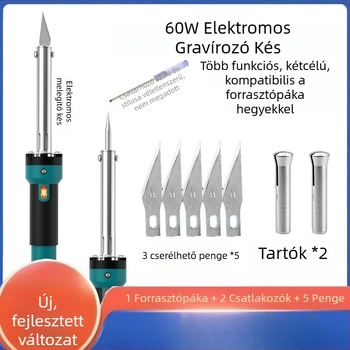Nerūsztm. acélból készült kerti elektromos forrasztópáka világítással, kétfunkciós forró kés a virágtartók lyukasztásához, vágáshoz és gravírozáshoz (elektronikai csatlakozások és egyéb hegesztési feladatokhoz)