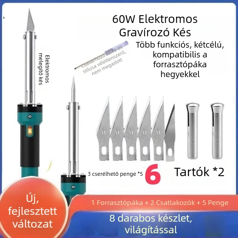 Nerūsztm. acélból készült kerti elektromos forrasztópáka világítással, kétfunkciós forró kés a virágtartók lyukasztásához, vágáshoz és gravírozáshoz (elektronikai csatlakozások és egyéb hegesztési feladatokhoz)