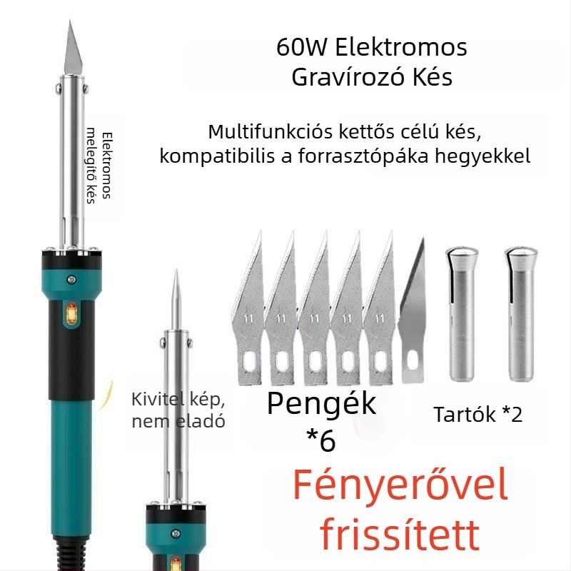 Nerūsztm. acélból készült kerti elektromos forrasztópáka világítással, kétfunkciós forró kés a virágtartók lyukasztásához, vágáshoz és gravírozáshoz (elektronikai csatlakozások és egyéb hegesztési feladatokhoz)