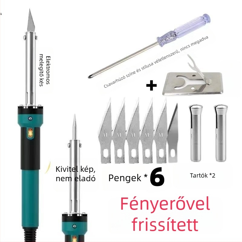 Nerūsztm. acélból készült kerti elektromos forrasztópáka világítással, kétfunkciós forró kés a virágtartók lyukasztásához, vágáshoz és gravírozáshoz (elektronikai csatlakozások és egyéb hegesztési feladatokhoz)