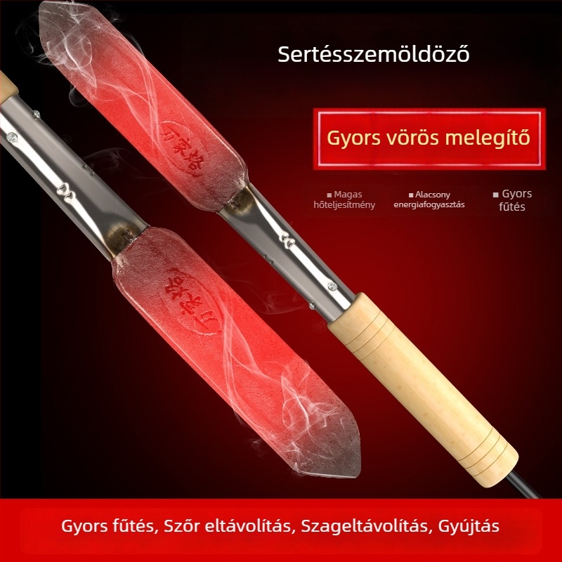 Elektronikus húsfeldolgozó eszköz fa fogantyúval, sertéshajsz eltávolítására, húsgrill, 600W/700W, kétpinú dugaszoló